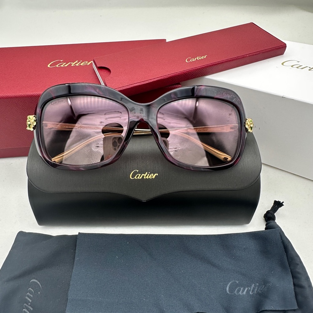 Cartier Women's Sunglasses in Purple and Gold